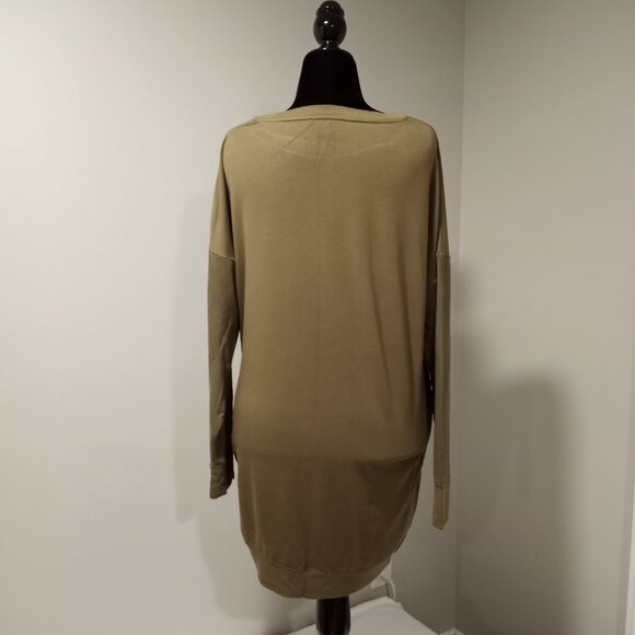 EXPRESS ONE ELEVEN OLIVE GREEN SWEATHSHIRT MINI DRESS WITH TIE FEATURE WOMEN M - Picture 7 of 8